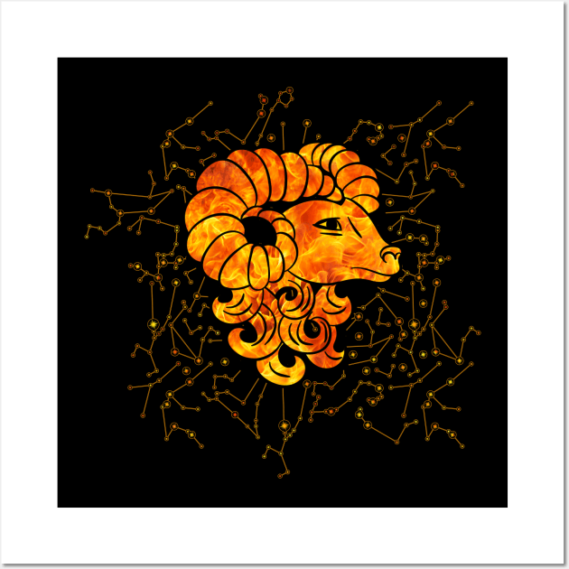 Aries Zodiac Sign Fire element Wall Art by Nartissima